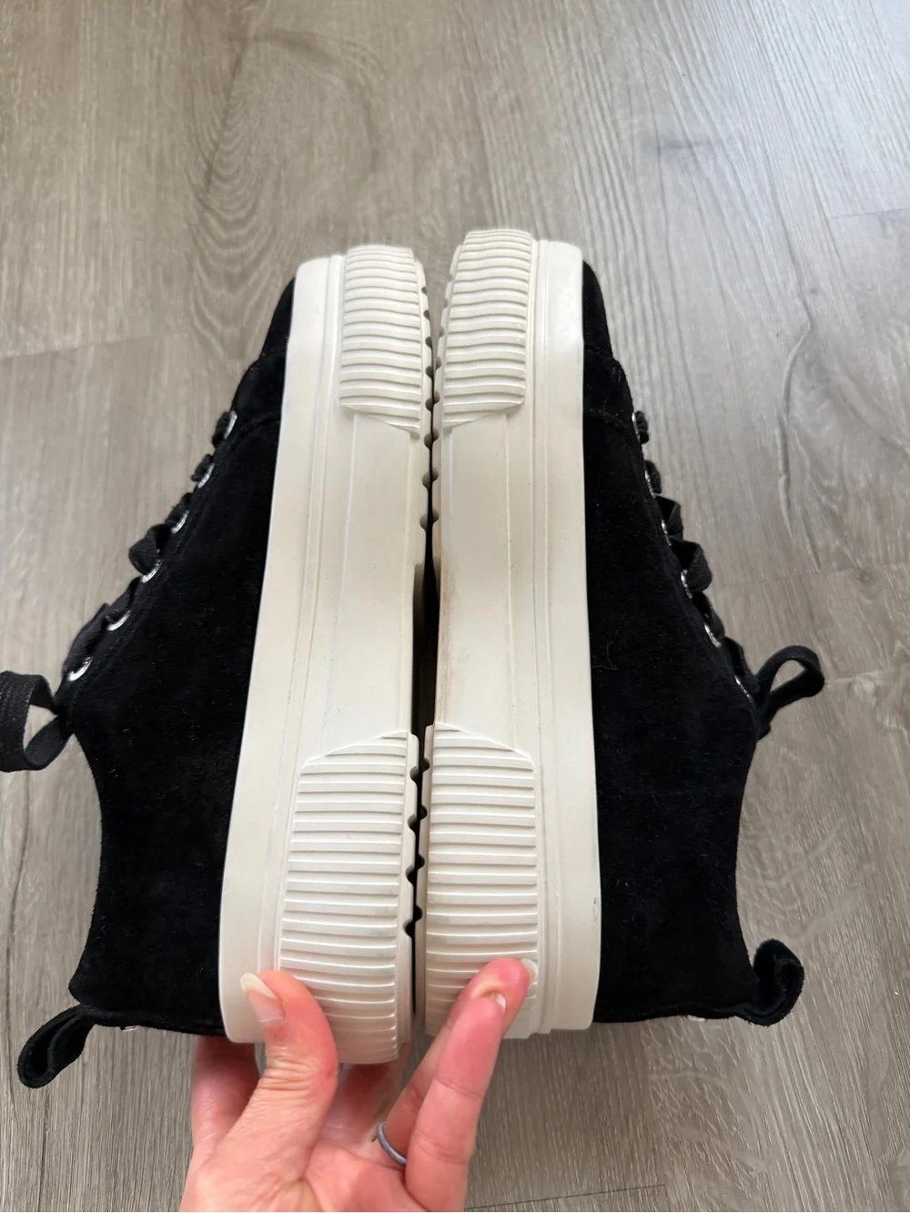 J/Slides Black Suede Lace Up Platform Sneakers 8M